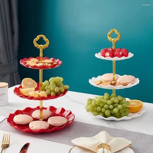 Moules de cuisson 3 niveaux Cupcake Stand Porte-assiette de fruits Desserts Snack Candy Buffet Tour pour la fête de mariage de Noël Dropship