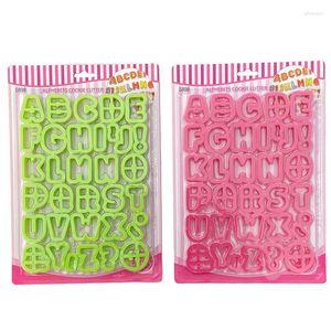 Bakvormen 34 Stuks Hoofdletter Cookie Cutter Plastic Biscuit Fruit Mes Keuken Cakevorm Gereedschappen Strips Embossing Afdrukken