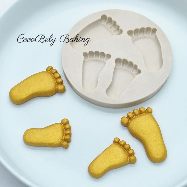 Moules de cuisson 3d Pieds pour bébé moules fondants en silicone pour décoration de gâteau