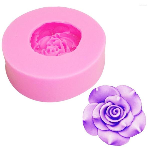 Moldes para hornear 3d Hermosas rosas Herramientas de decoración de pastel de chocolate Diy Fondant Silicone Molde Decoración de la boda Flor Candleaap M508