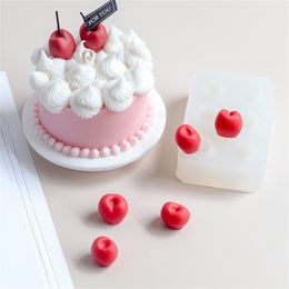 Bakvormen 3D Cherry Mould Geurkaars Materiaal Simulatie Fruit Fondant Taart Siliconen Decoreren Maken Tool 230616