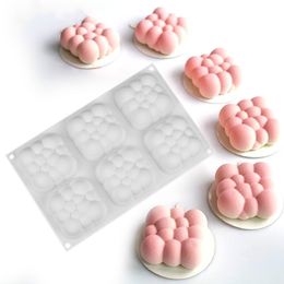 Bakvormen 3D wolken cake schimmel siliconen vormen vierkante bellenvormen voor het bakken van 6 holtes mousse cake bakkit 230421