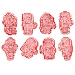 Bakvormen 3D Cookie Cutters set van 8 carrière-thema cartoon koekjesmallen voor ideale carrière-chef-wetenschapper leraar