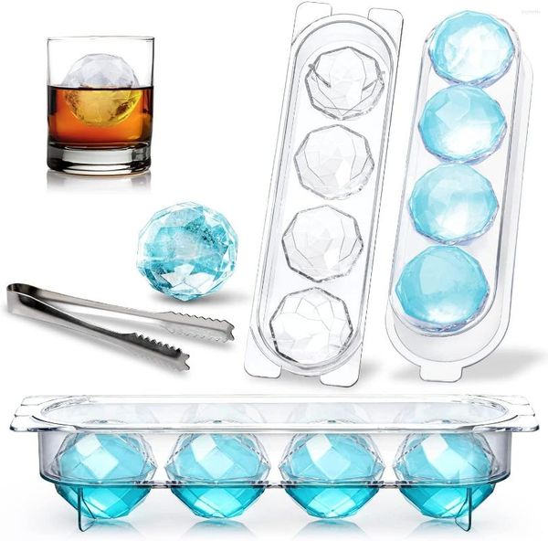 Moldes para hornear, molde de bola de hielo de diamante 3D, bandeja de cubo con tapa, fabricante de plástico DIY, Bar, accesorios de cocina