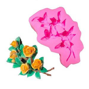 Moules de cuisson 3D Bouquet de fleurs Sile Moule à la main Rose Candy Fondant Gâteau Pâte de gomme Décoration Résine Epoxy Clay Fournitures MJ1243 Drop Dh3Bi