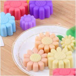 Bakvormen 3D Bloemen Vormige Jelly Mod Sile Zonnebloem Mousse Cake Pudding Fondant Chocolade Mallen Keuken Gereedschap Drop Levering Hom Dhn1A