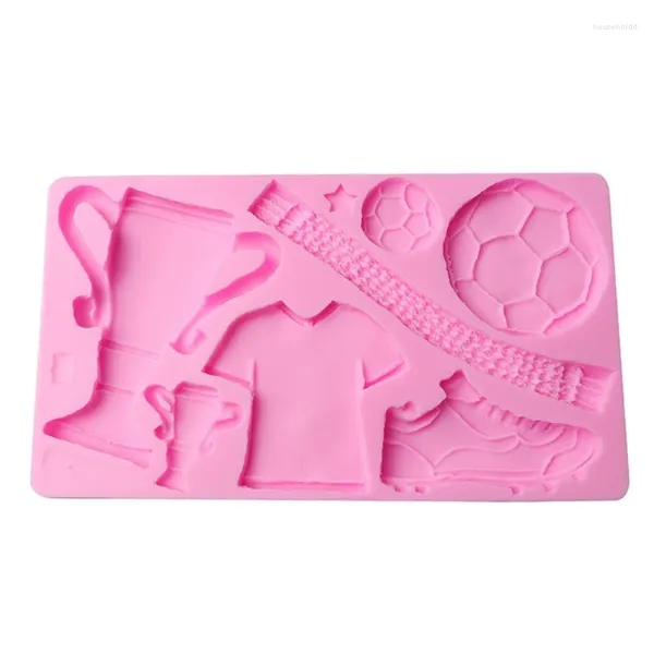 Moldes para hornear 3D Copa de fútbol Deporte Molde de silicona Fondant Molde Pastel Pastelería Decoración Herramientas Resina Adorno Jabón hecho a mano