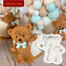 Bakvormen 3D Fuzzy Bear Design Siliconen Mal Fondant Chocoladevorm DIY Kleimodel Taartversieringen Gereedschappen Keukenaccessoires Bakvormen