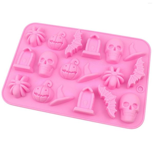 Moldes para hornear 3D Molde de chocolate de Halloween Limpieza fácil Sin plantilla de olor Adecuado para velas Jabones Adornos