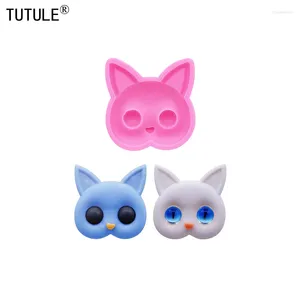 Moules de cuisson 3D Tête de chaton Accessoires Porte-clés Boucles d'oreilles Silicone Moule Chats Argile Époxy Résine Moule Gâteau Chocolat Ornemental