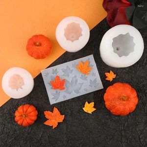 Moules de cuisson 3D Mini citrouille forme silicone moule Halloween fête décoration bricolage savon à la main bougie feuille d'érable