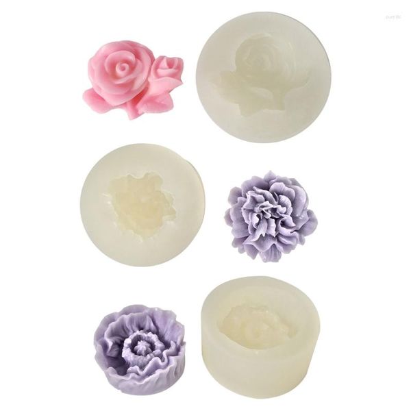 Moldes para hornear 3D Rose-Ramo-Vela Molde de silicona Decoración de mesa Clavel-Ramo Resina epoxi Lujo-Regalo de boda único