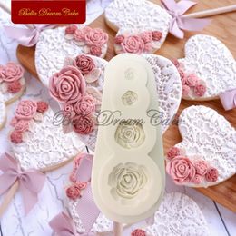 Bakvormen 3D Rose Flower Silicone Mold Chocolade Fondant Cupcake Mold DIY Klei Hars Model Valentijnsdag Taart Decoreren Gereedschappen Bakvormen 231213