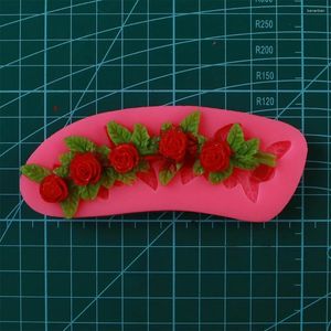 Bakvormen 3D Rose Bloem Siliconen Mal Kauwgom Plakken Fondant Bruidstaart Decoreren Sugarcraft Gereedschap F0846