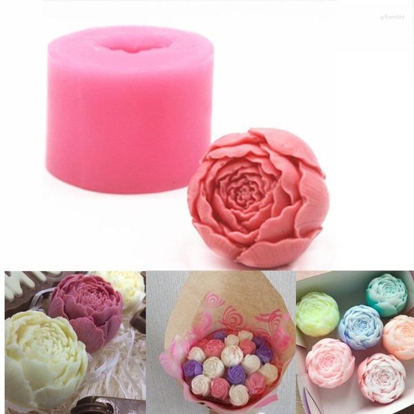 Moldes para hornear 3D Rosa flor silicona jabón molde vela DIY pastel Chocolate caramelo molde moldes artesanía hecha a mano