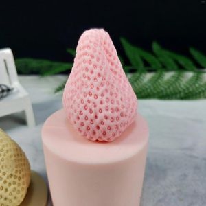 Bakvormen 3D Aardbei Fruit Kaars Schimmel Siliconen Fondant Taart Decoratie Ambachtelijke Huishoudelijke DIY Gereedschap Keuken