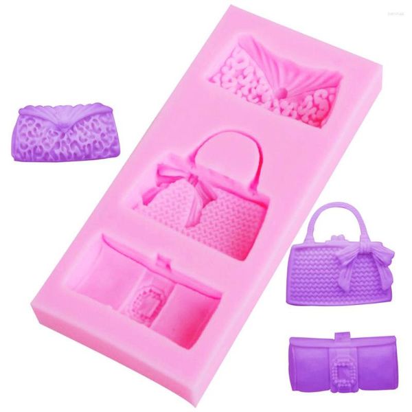 Moldes para hornear, cartera 3D, bolso de mano, Fondant de silicona, molde para pasteles, magdalenas, gelatina, caramelo, herramienta de decoración de Chocolate