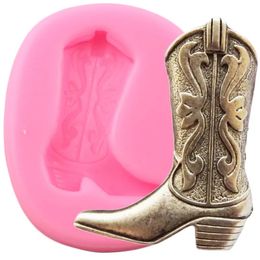 Bakvormen 3D Western Cowboy Boot Siliconen Mal DIY Party Fondant Taart Decoreren Gereedschappen Chocolade Gumpaste Snoep Klei Hars Mallen 231213