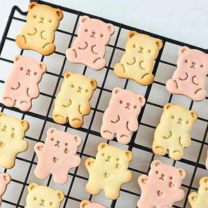 Bakvormen 3 stks/set schattige beren koekje snijder baby verjaardagstaart decoreren gereedschap kinderen cadeau koekje embossing stamp keuken accessoires