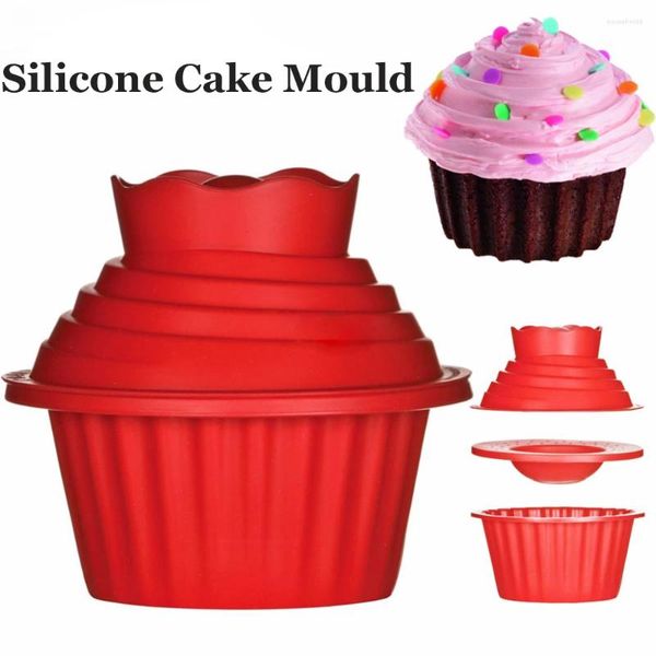 Moules de cuisson 3 pièces/ensemble lavable au lave-vaisselle moule à cupcake géant antiadhésif grand gâteau en silicone moule bricolage idée pour des outils de cuisson de décoration faciles