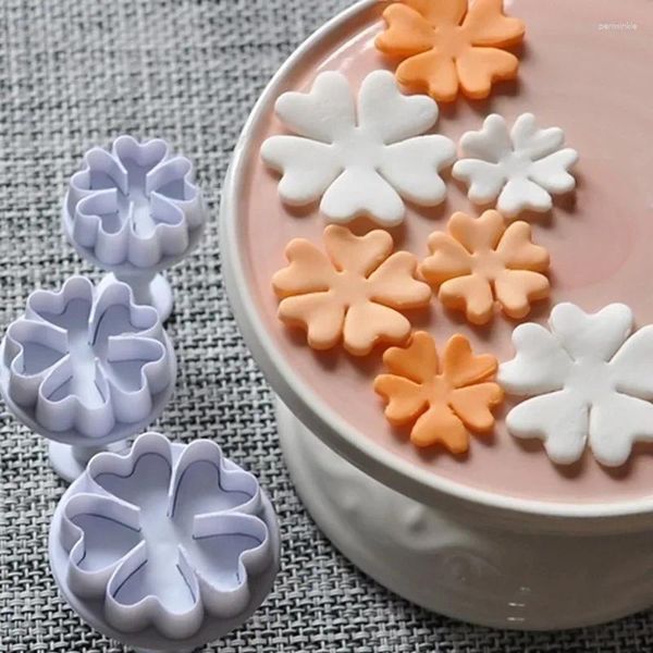 Moules de cuisson 3pcs / Set Primrose Flower Plunger Cutters Fondant Cake Decorating Tool