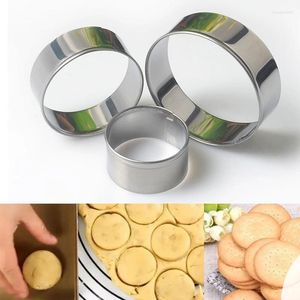 Moules de cuisson 3 pièces/ensemble en acier inoxydable gâteau Biscuit moule Portable forme ronde pâtisserie cuisine emporte-pièce accessoires