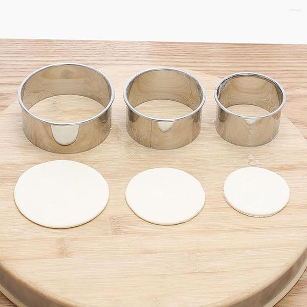 Moldes para hornear, 3 uds., molde redondo de acero inoxidable para bolas de masa hervida, molde portátil para cortar galletas en el hogar, herramientas de cocina