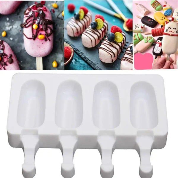 Moules de cuisson 4 même silicone moule à crème glacée été mousse popsicle de qualité alimentaire plateau de gâteau fabricant moule pour bar