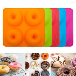 Moldes para hornear 4 agujeros Molde de donut Pastel de silicona 3D Antiadherente Bagel Pan Pastelería Chocolate Muffins Donuts Maker Accesorios de cocina Herramienta