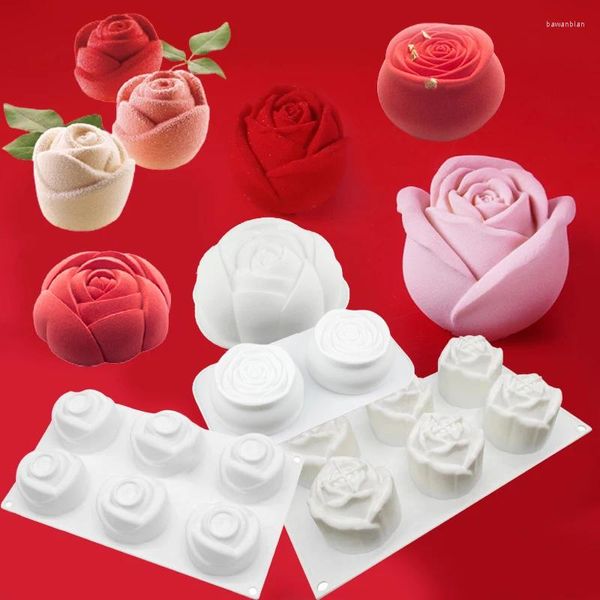 Moules de cuisson 4 types de conception de fleurs de rose moules de gâteaux en silicone