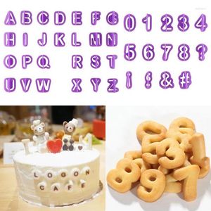 Bakvormen 40 -stks/set alfabet cake mallen figuur plastic letter fondant mal cookie snijsnummer diy mold decoratie gereedschap