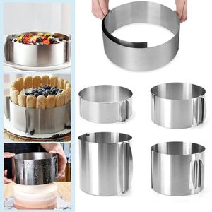 Baking Moulds 430 Stainless Steel 630cm Telescopic Mousse Ring Circle Mold Rustproof Adjustable With Scale Heightened Cake Rings For 231026