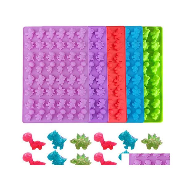 Moldes para hornear 48 Cavidad Dinosaurio Molde Sile Gummy Cake Moldes Chocolate Ice Cube Bandeja Candy Fondant Mod Herramientas de decoración Drop Entrega DHZQR