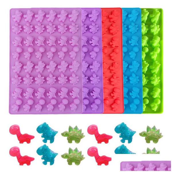 Moldes para hornear 48 Cavidad Molde de dinosaurio Sile Gummy Cake Moldes Bandeja de cubitos de hielo de chocolate Candy Fondant Mod Herramientas de decoración Drop Delivery Dhfcn