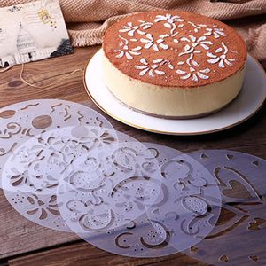 Bakvormen 4 stk/set Plastic Taartstencils Bloem Spray DIY Decoreren Stencil Fondant Schimmel Patroon Afdrukken Gebak Tool