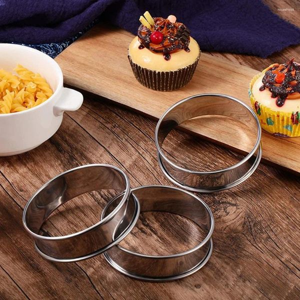 Moules de cuisson 4 pièces 8 cm anneau de tarte rond anneaux de muffins anglais moule de pâtisserie en acier inoxydable outils de cuisine à domicile moule à gâteau