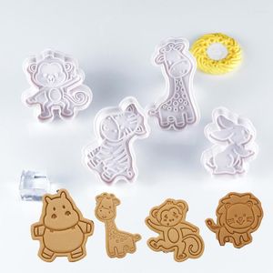 Backformen 4 Stück Cartoon Tier Weihnachten Ausstechformen Kunststoff Stempel Keksform 3D Plunger Cutter DIY Form