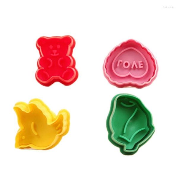 Moldes para hornear 4 unids paloma oso amor rosa cortador de galletas fondant pastel moldes postre sándwich galletas decoración herramientas molde D764