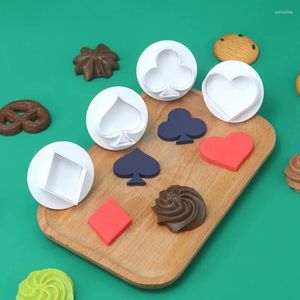 Moules de cuisson 4pcs Formes de poker Cookies Moule de moule Biscuit Biscuit Press Fondant pour bricolage