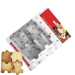 Bakvormen 4 stks/set koekje mal roestvrij staal puzzelstuk koekje snijsnij frame schimmelgereedschap voor deeg fondant suiker