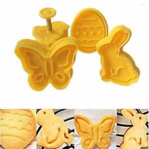 Moldes para hornear 4 unids/set Pascua galleta cortador de galletas huevo pollito mariposa plástico émbolo fondant pastelería conjunto molde herramientas de decoración