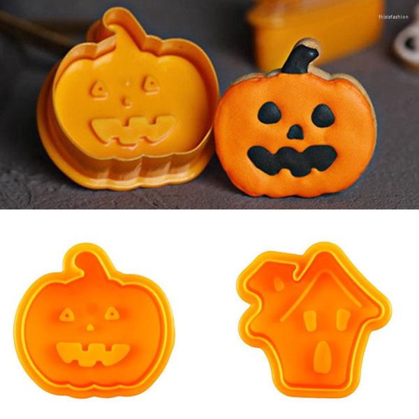 Moules de cuisson 4pcs / ensemble Halloween Pumpkin Moule Set pratique irrégulière en toute sécurité mini mignon gâteau de gâteau de gâteau de biscuit outils