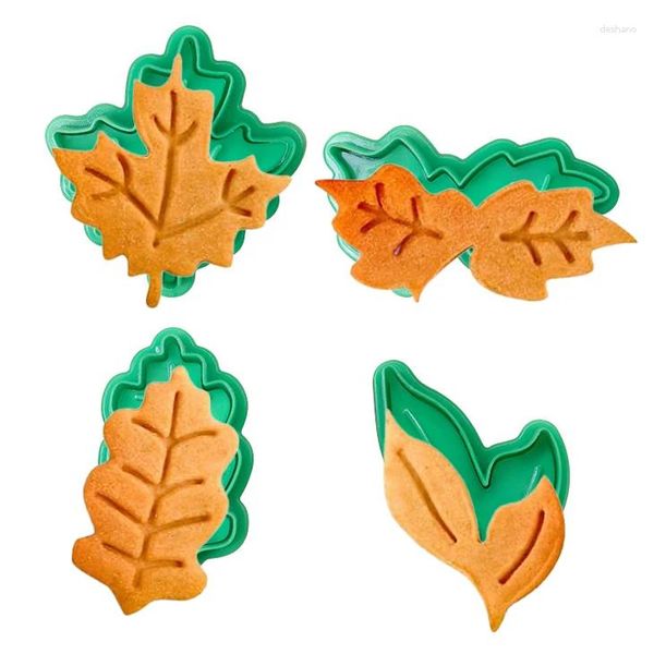 Moules de cuisson 4pcs / plate-forme de feuilles de feuilles mouleurs de coupe de Noël