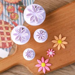 Bakvormen 4 stcs bruiloft daisy bloem cake plunjer fondant cookie cutter mold pruimen decoreren koekjes postzegels gereedschap gereedschap