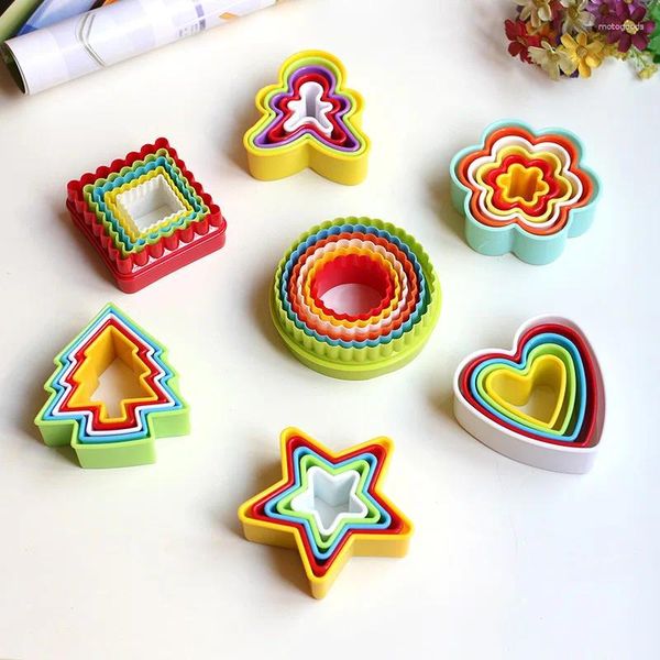 Moldes para hornear 5/6 unids / set Estrella Cortador de galletas Corazón Pastel Molde Galleta Fondant DIY Cocina Herramientas de cocina