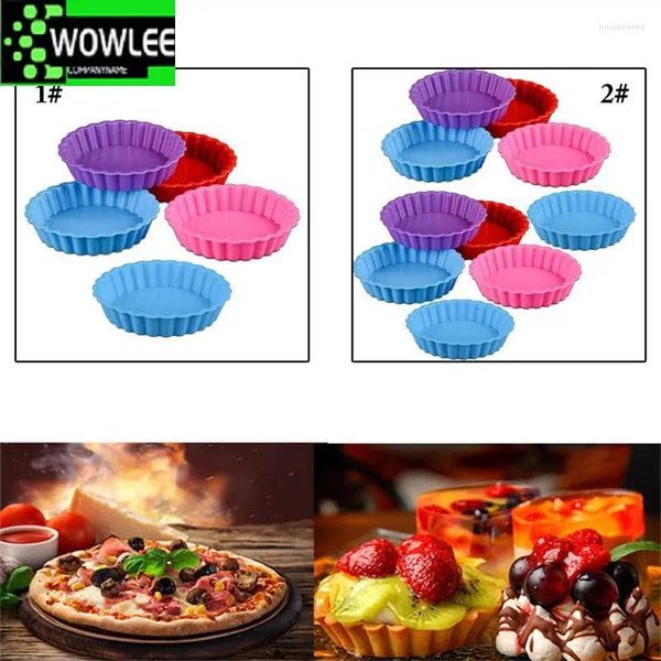 Moldes para hornear 5 PCS Resina de silicona Molde de pastel Forma redonda Muffin Cupcake Moldes Pizza Huevo Tarta Accesorios Herramientas de cocina