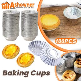 Bakvormen 50/100 stks aluminium foliebekers ei taart pan herbruikbare cupcake kast teer cake mal bakwares met tin barbecue kruidenbeker