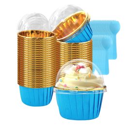 Bakvormen 50 buah voering cupcake dengan tutup folie cetakan muffin kertas pakai tin pate akesesori toko roti 230425
