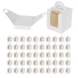 Moules de cuisson 50 pcs Boîtes à cupcakes simples Supports de transporteur individuels blancs avec inserts de fenêtre pour l'emballage d'emballage