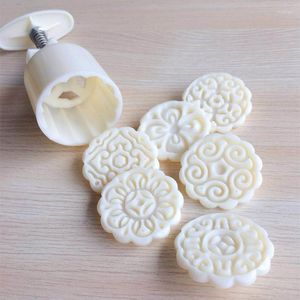 Bakvormen (50g) Plastic DIY Stempels Ronde Bloem Maan Cakevorm Schimmel Gebak Mooncake Gereedschap Siliconen Mallen Voor Keuken